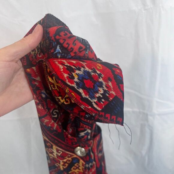 Elisabeth Williams Maximalist Print VTG Blouse Crested Buttons Size XL Statement - Picture 8 of 10